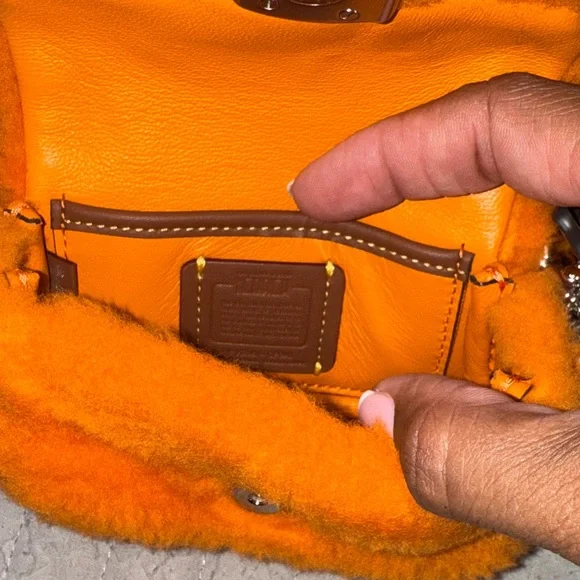 Coach “Mini Tabby” Orange Fuzzy Crossbody Bag - flash sale - Picture 6 of 7